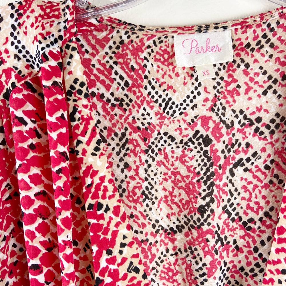 Parker Dress Snake Python Print Red Tunic Dress Xs - image 4